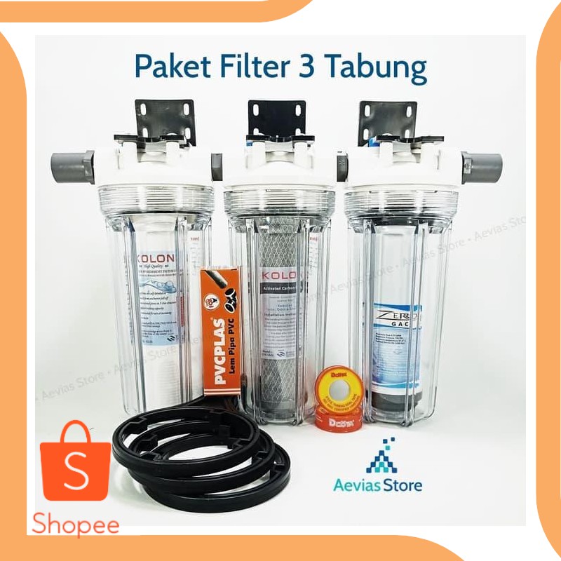 Unik tools Filter Air Saringan Air PDAM, PAM, Sumur, 3 Tabung / Tahap, 10". Berkualitas