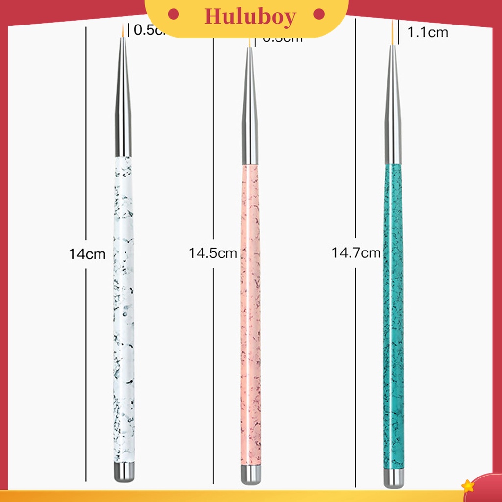 Huluboy Huluboy♡ 3 Pcs Pena Gambar Kuku Multifungsi Bahan Plastik Untuk Salon