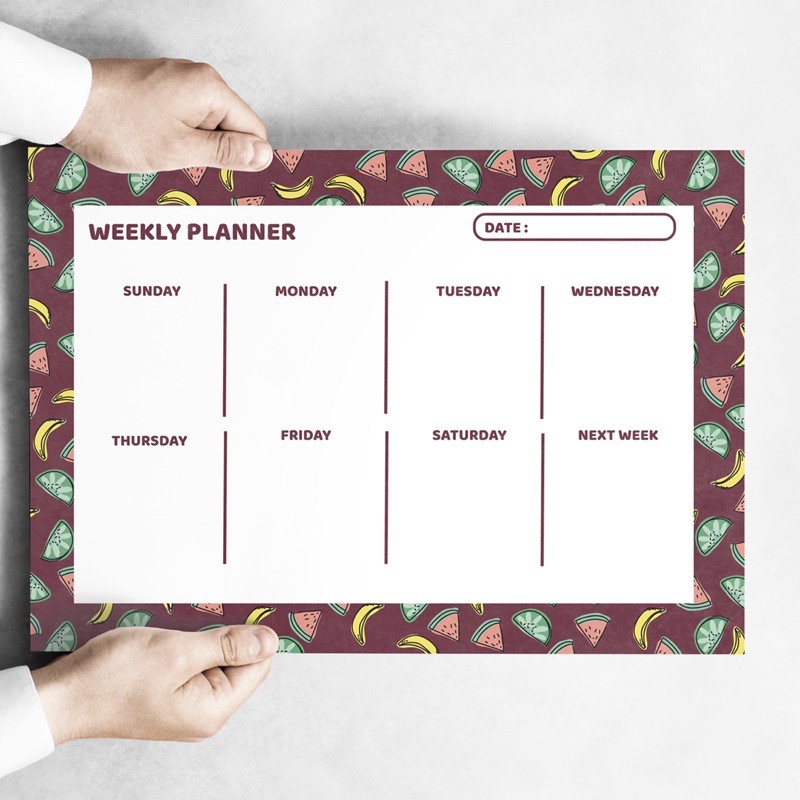 

WEEKLY PLANNER POSTER FRUITS SERIES / Jadwal Mingguan / Note To Self