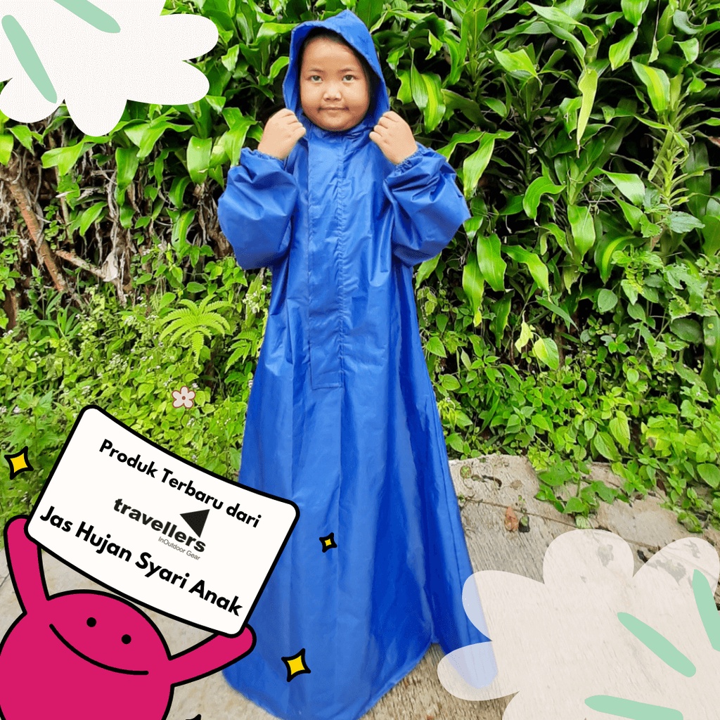 Jas Hujan Raincoat Ponco Mantel Mantol Syari Anak Perempuan Laki Laki Tanggung 7-12 Tahun Model Syar i Waterproof Tebal Premium