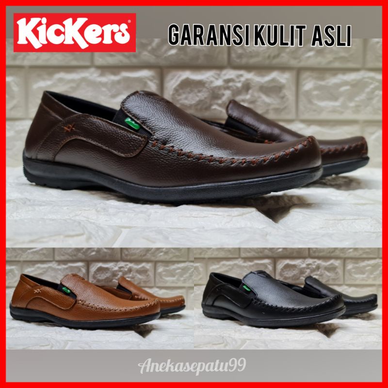 SEPATU PANTOPEL PRIA KICKERS KULIT ASLI / SEPATU PANTOFEL KERJA KANTOR COWOK FORMAL WEDDING PESTA / SEPATU SLIP ON LAKI