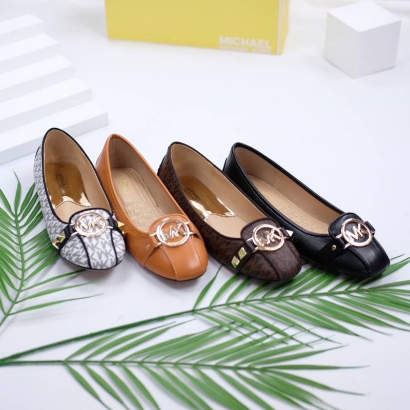 Sepatu Balet Teplek Datar Wanita MK Flat Shoes Premium Import Hitam Black Coklat Brown Bata Coffe Ko
