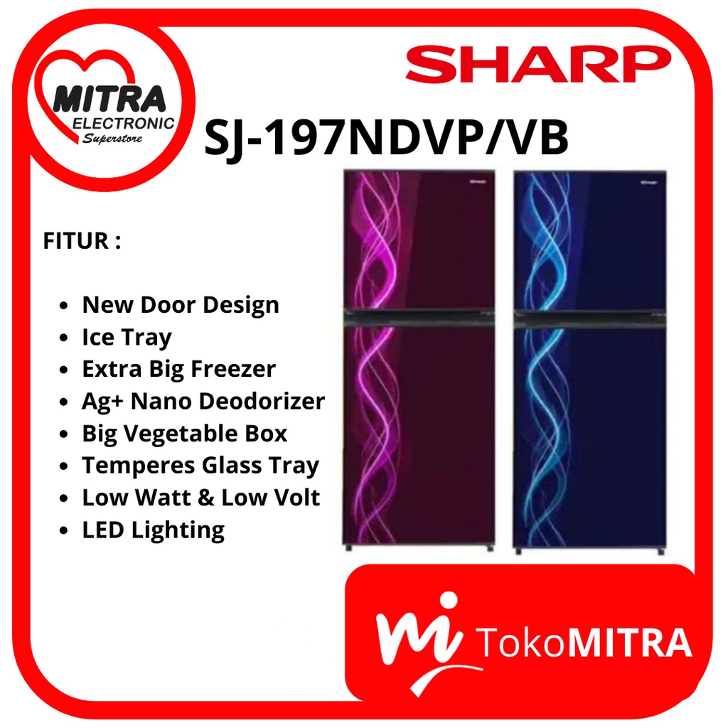 LEMARI ES 2 PINTU SHARP SJ-197NDVP/VB