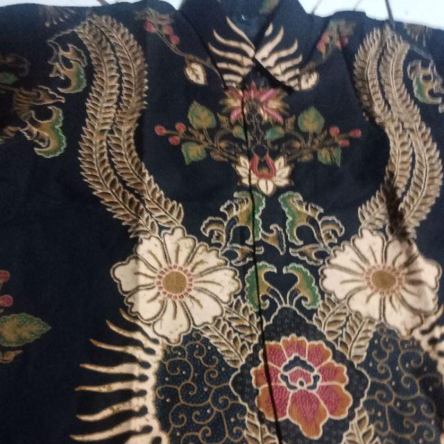 Manunggal Pendek Sogan Kemeja Batik Pria Katun Cabut Primisima Full Furing