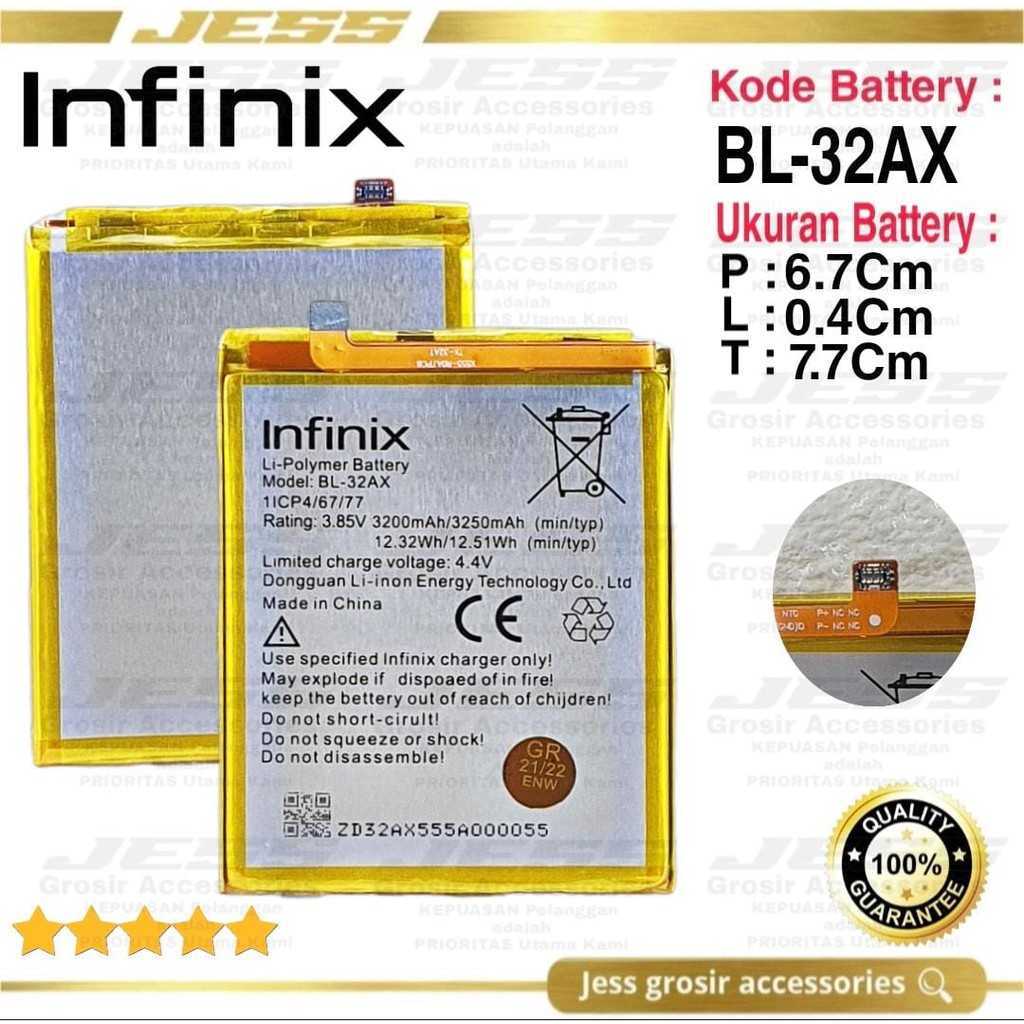 Baterai Battery Original INFINIX Kode Batre BL-32AX - BL32AX Tipe Hp Zero 4 X555