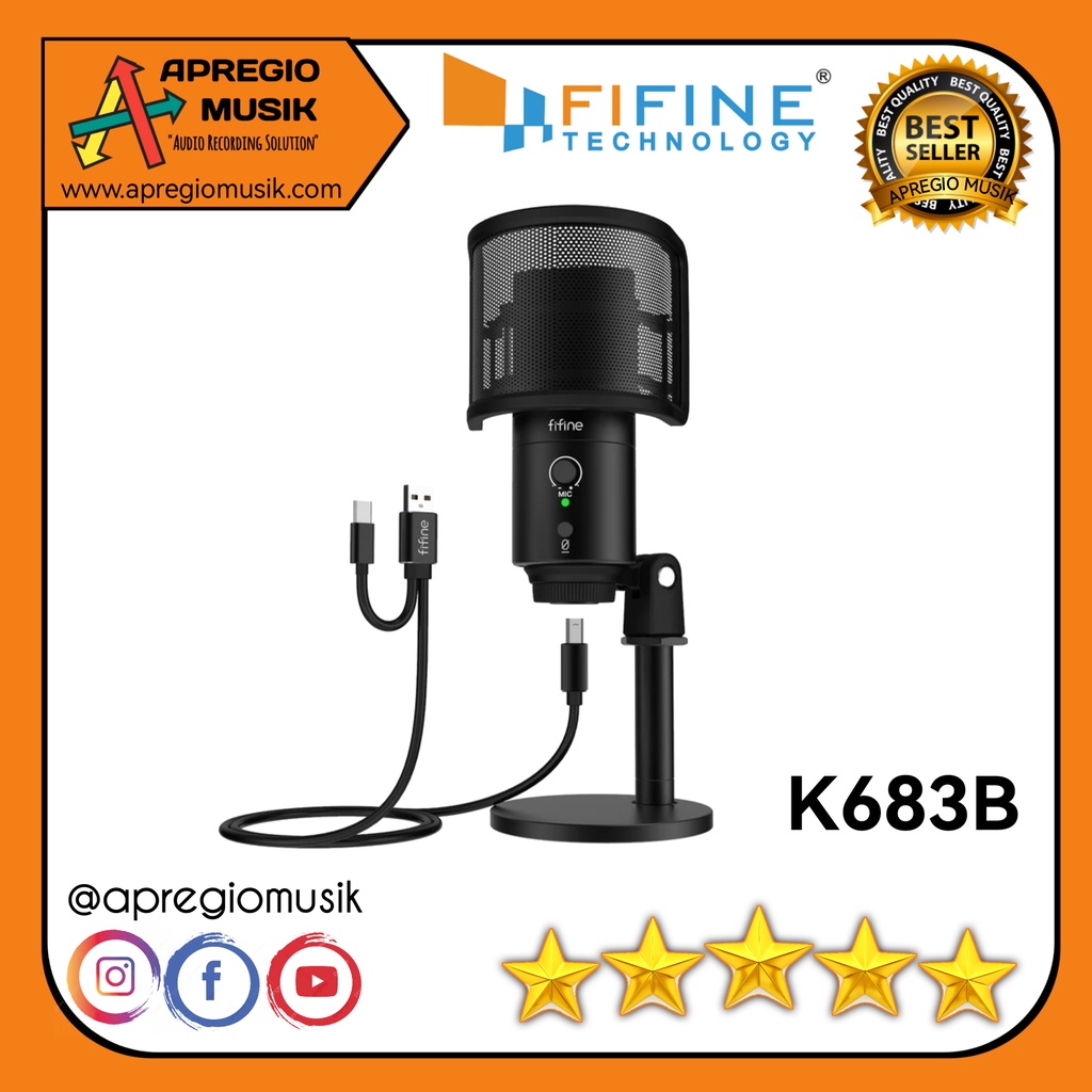 Jual FIFINE K683 K683B K683 B Microphone USB Condensor Indonesia|Shopee ...