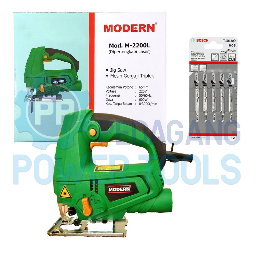 MODERN M-2200L MESIN GERGAJI LASER & BOSCH T101AO MATA JIGSAW KAYU