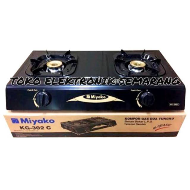 Kompor Gas LPG 2 Tungku Miyako Teflon KG 502 C / KG 302 burner kuningan