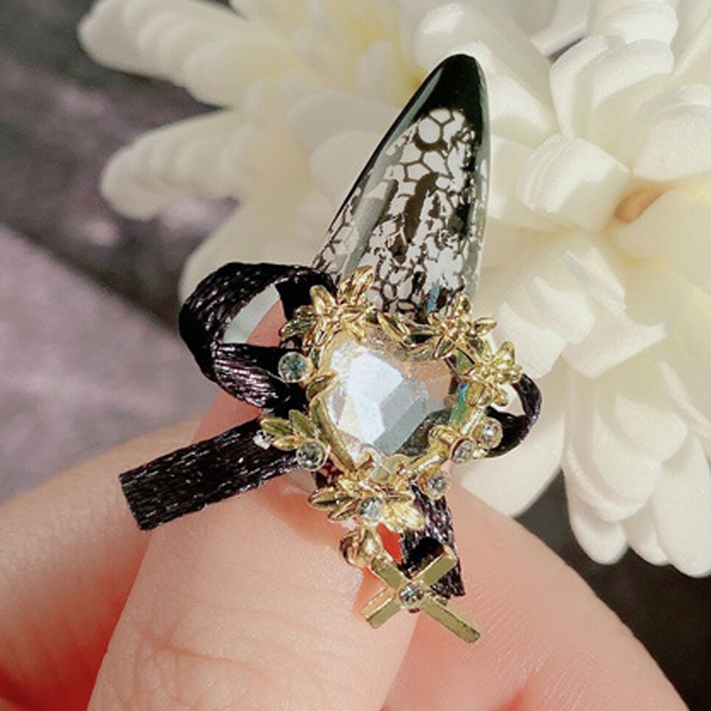 Mxbeauty Ornamen Berlian Imitasi Bentuk Pita 3d Bahan Alloy Matte Untuk Dekorasi Nail Art