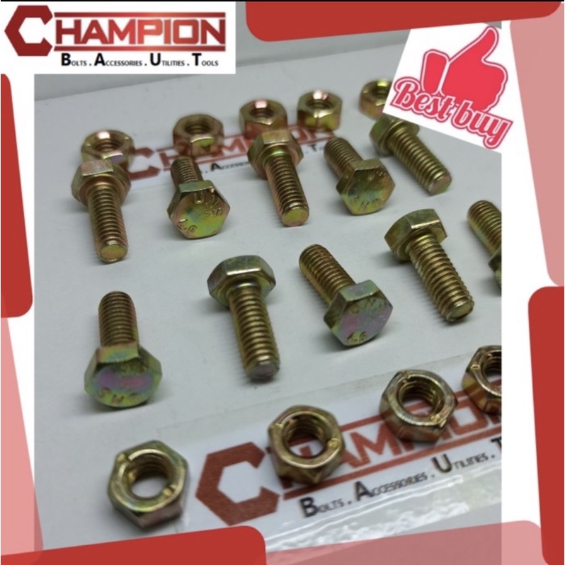 Baut + mur Kunci 10 Badan 6mm, panjang 15mm