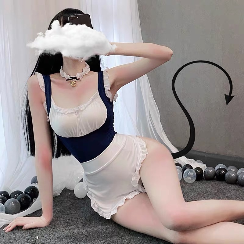 Lingerie Wanita Sexy Seragam Cosplay OpenTanpa Lengan V Neck Lingeria Seksi A536-B