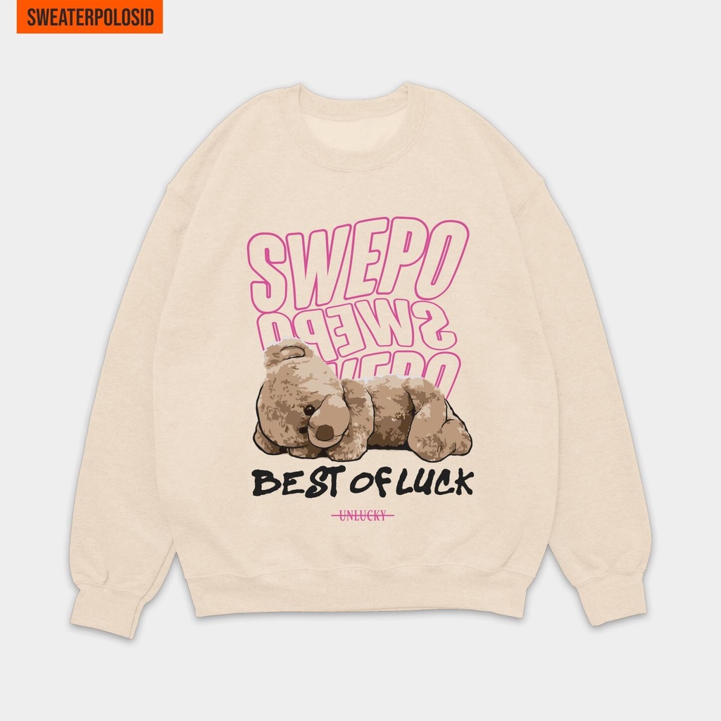 SWEATERPOLOSID Basic Sweater Swepo Best of Luck M-XXL (Pria & Wanita)-LATTE