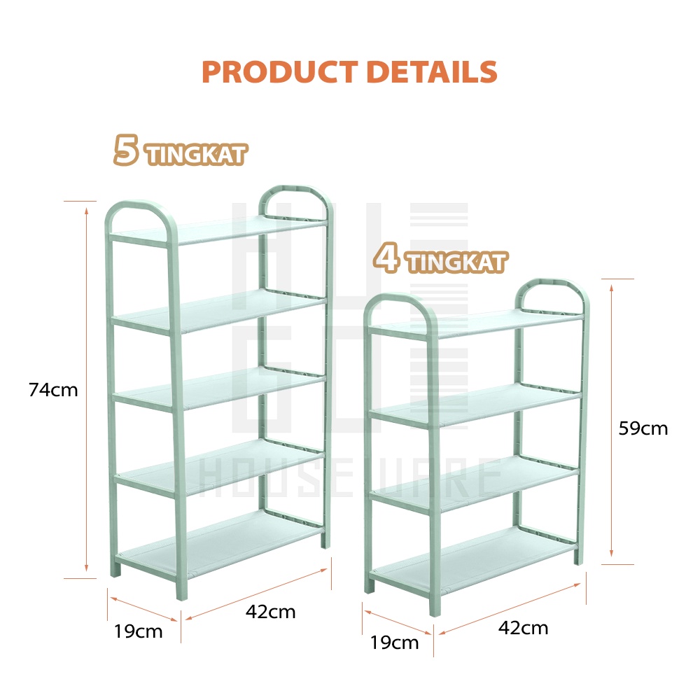 HUGO Tempat Sepatu Rak Sepatu Sandal Multifungsi 4 dan 5 Tingkat