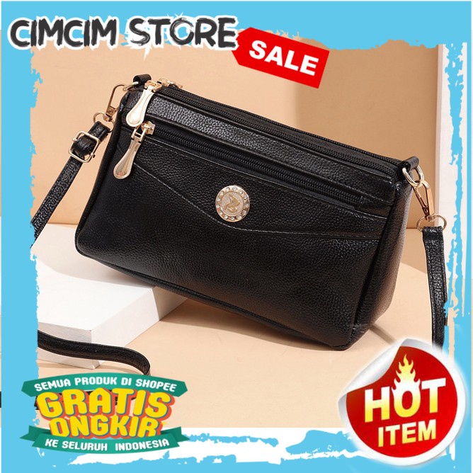 TAS WANITA DAN PRIA TERBARU TERMURAH / TAS SELEMPANG WANITA KULIT IMPORT HITAM LAHORE TA091B5 FASHIO