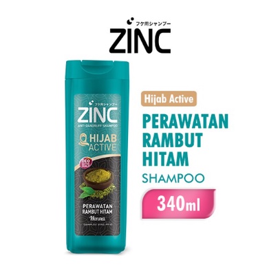 Zinc Hijab Active Shampoo 340ml Henna Perawatan Rambut Hitam anti Dandurff