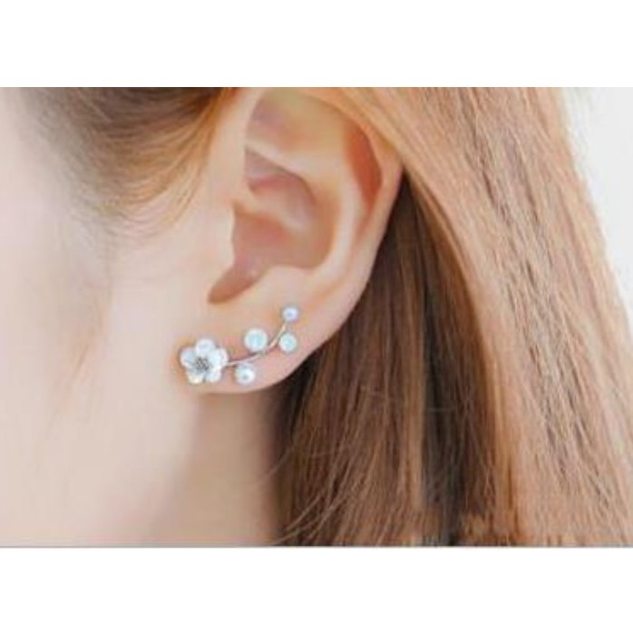 Anting Tindik Mini Wanita Mutiara BUNGA E114 Korea Fashion Women Pearl Earring Giwang Cewe