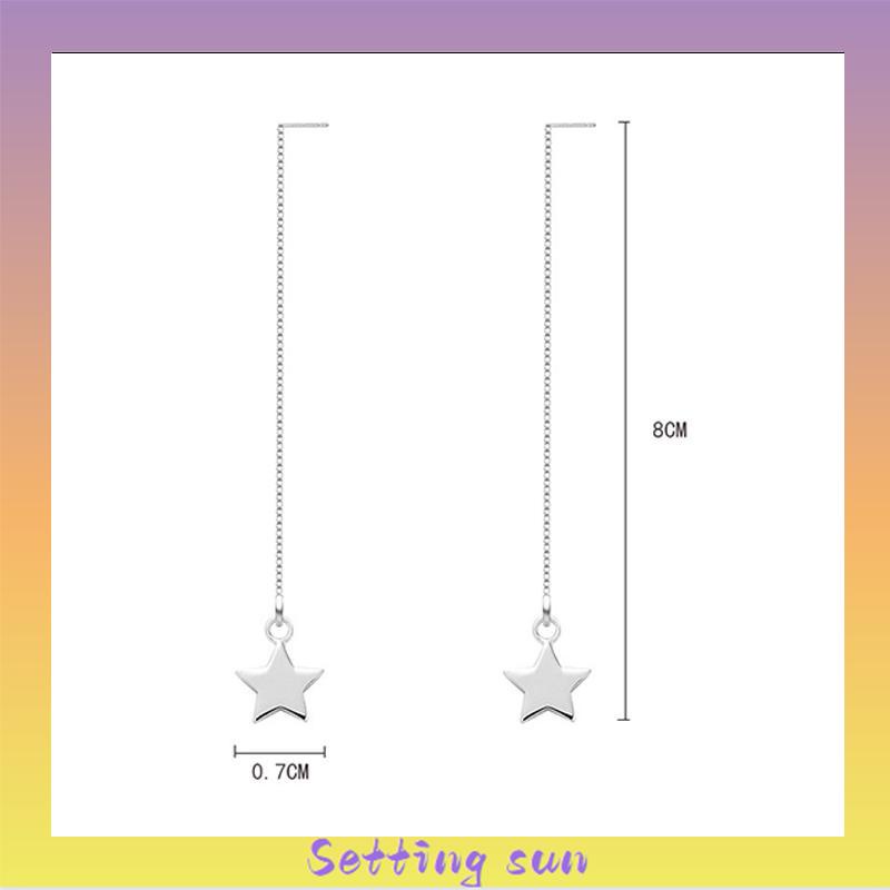 2Pcs Anting Korea Wanita Panjang Model Tusuk Tindik Rantai Rumbai Earring Perhiasan Fashion TN