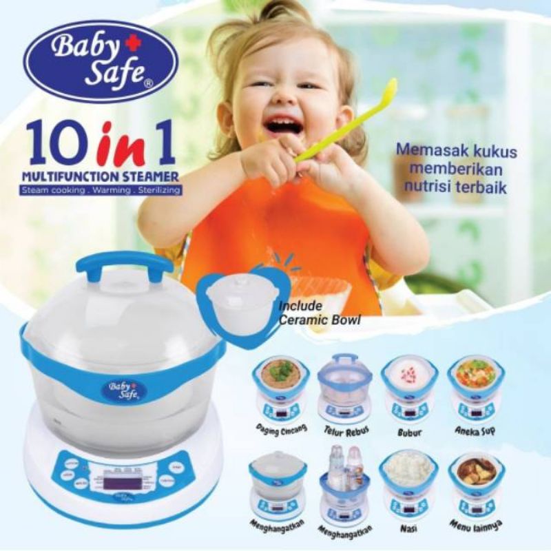 Baby Safe 10 in 1 Multifunction Steamer / SLOW COOKER MPASI BUBUR BAYI
