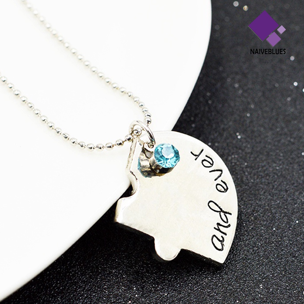 Naiveblue 4Pcs / Set Kalung Rantai Dengan Liontin Hati Motif Tulisan Best Friends Forever Ever BFF Untuk Wanita