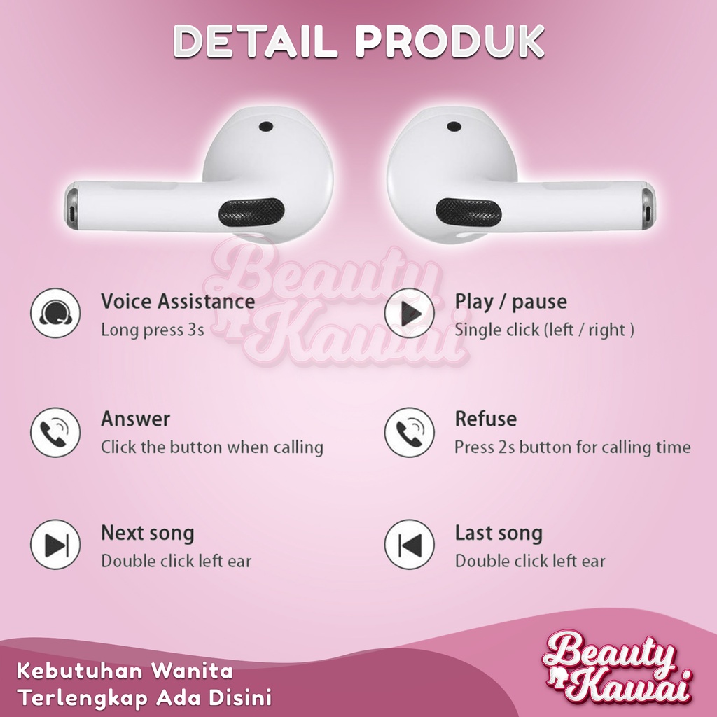 Earphone Bluetooth headset TWS Pro5 Wireless Murah Rechargeable