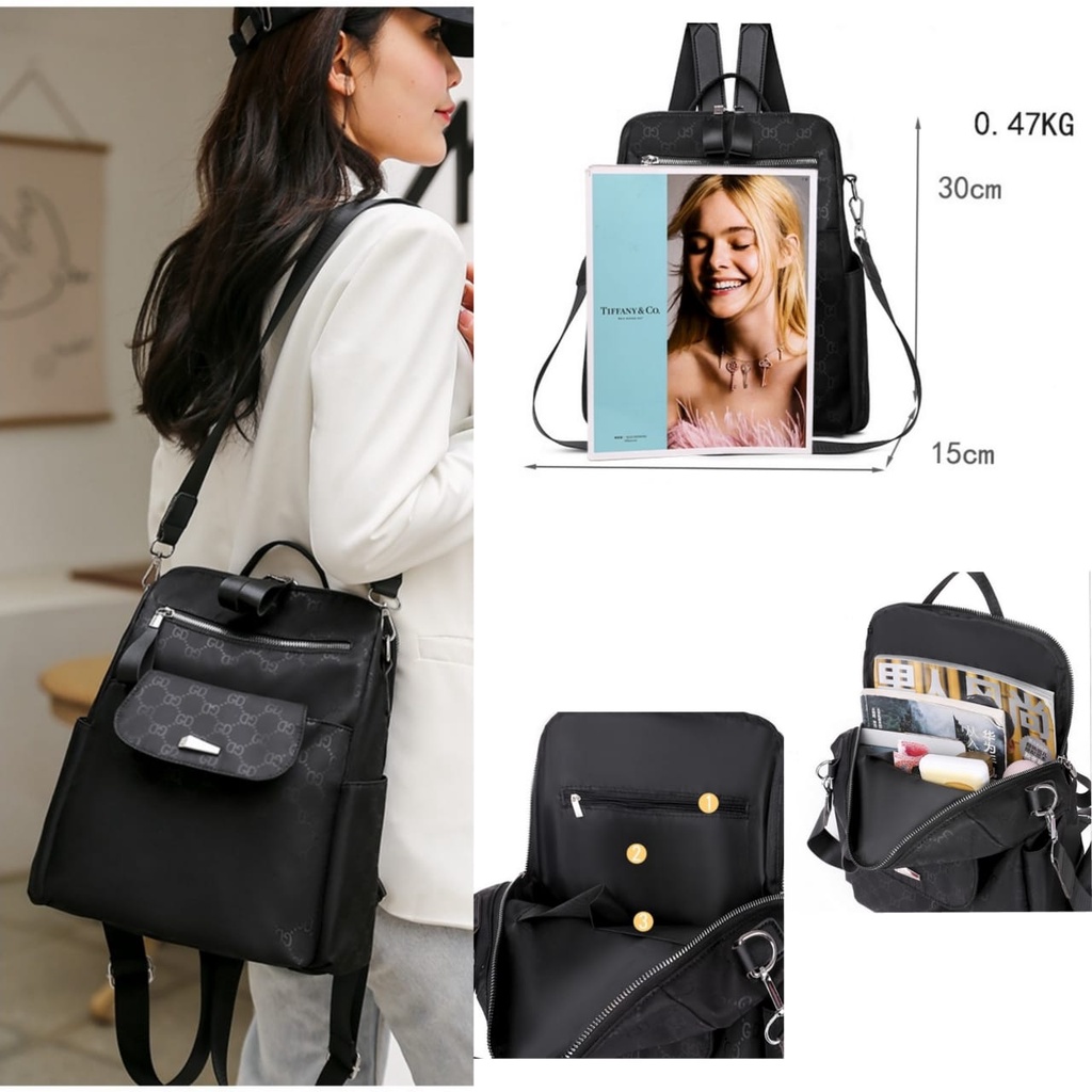 TAS RANSEL WANITA IMPORT ANTI AIR HITAM AGOLA TA424B5 BACKPACK MURAH SEKOLAH KULIAH KERJA BESAR PUNGGUNG GENDONG CEWEK KOREA REMAJA PREMIUM KEKINIAN