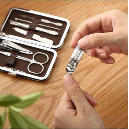 BBS Manicure Pedicure Set 7IN1 Dompet /  Manicure Mini Stainless Stell / Paket Pembersih Kuku Pinset Gunting Lancip Korek telinga Kuping