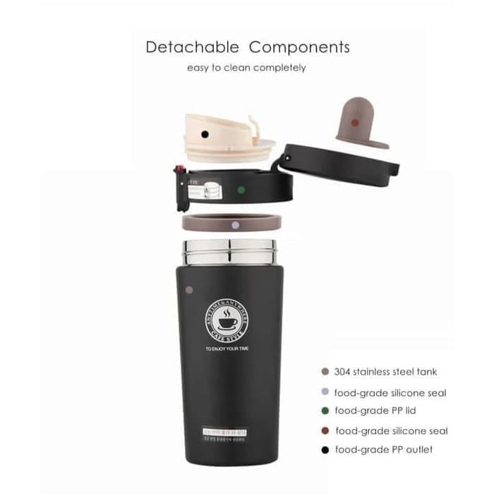 TERMOS KOPI STAINLESS VACUUM TUMBLER GELAS MUG COFFEE PANAS DINGIN SET TRAVEL PORTABLE SOUVENIR NEW