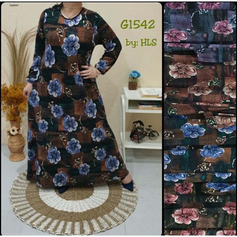 GAMIS JUMBO WANITA JERSEY KOREA PRINTING MOTIF  BUNGA KEREN KUALITAS PREMIUM