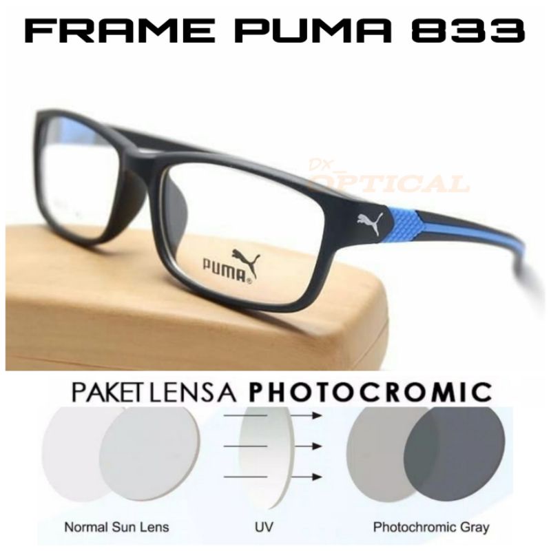 Paket Lensa Photocromic | Frame Kacamata 833 sporty | Frame Kacamata Minus | Kaca Mata sport Terbaru