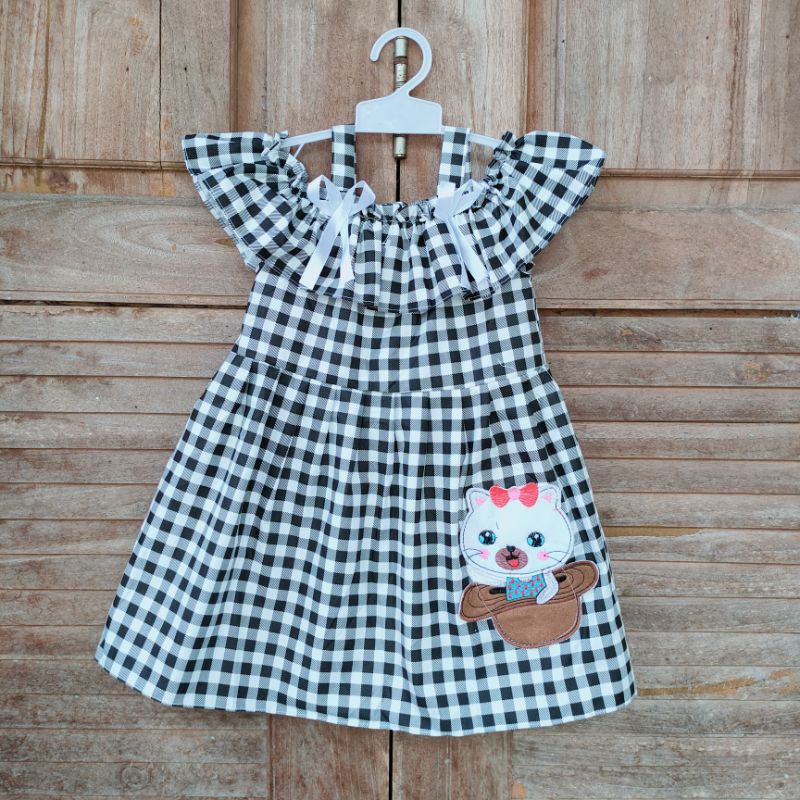 Dress anak 1 2 tahun gaun baju anak cewek perempuan unik ( dress gandul kamila )