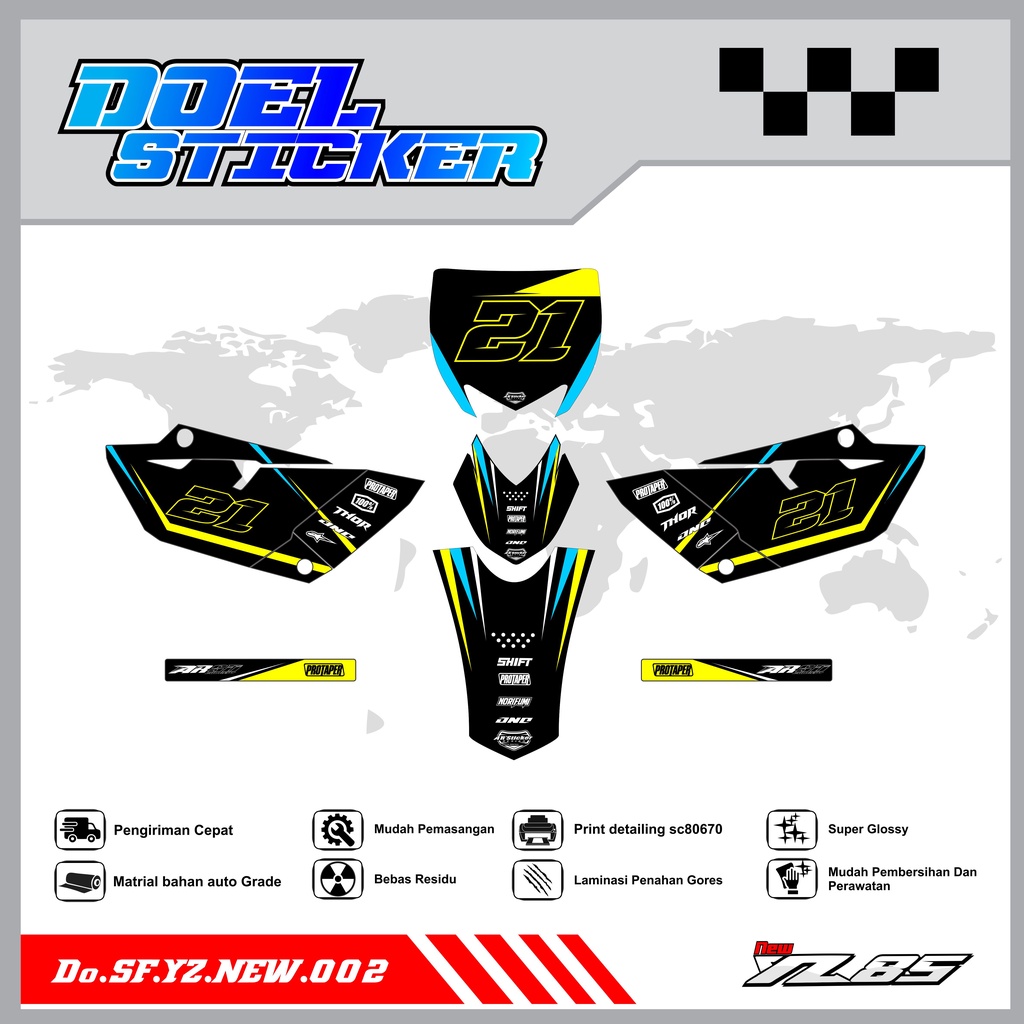 Sticker Striping YZ NEW List Variasi Hologram , Crome Doel 002