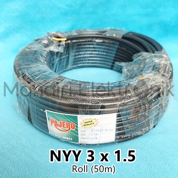 (Roll) Kabel Listerik Serabut NYY 3x1.5mm 3x2.5mm Pajero Roll 50m 50 Meter - Kabel Audio Serabut isi 3 1,5mm 2,5mm Roll 50meter