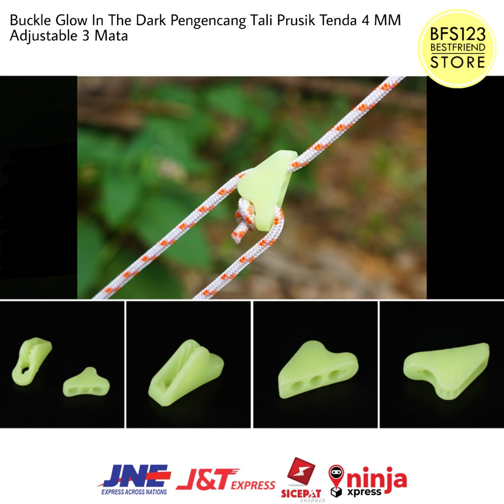 Buckle Glow In The Dark Pengencang Tali Prusik Tenda Adjustable