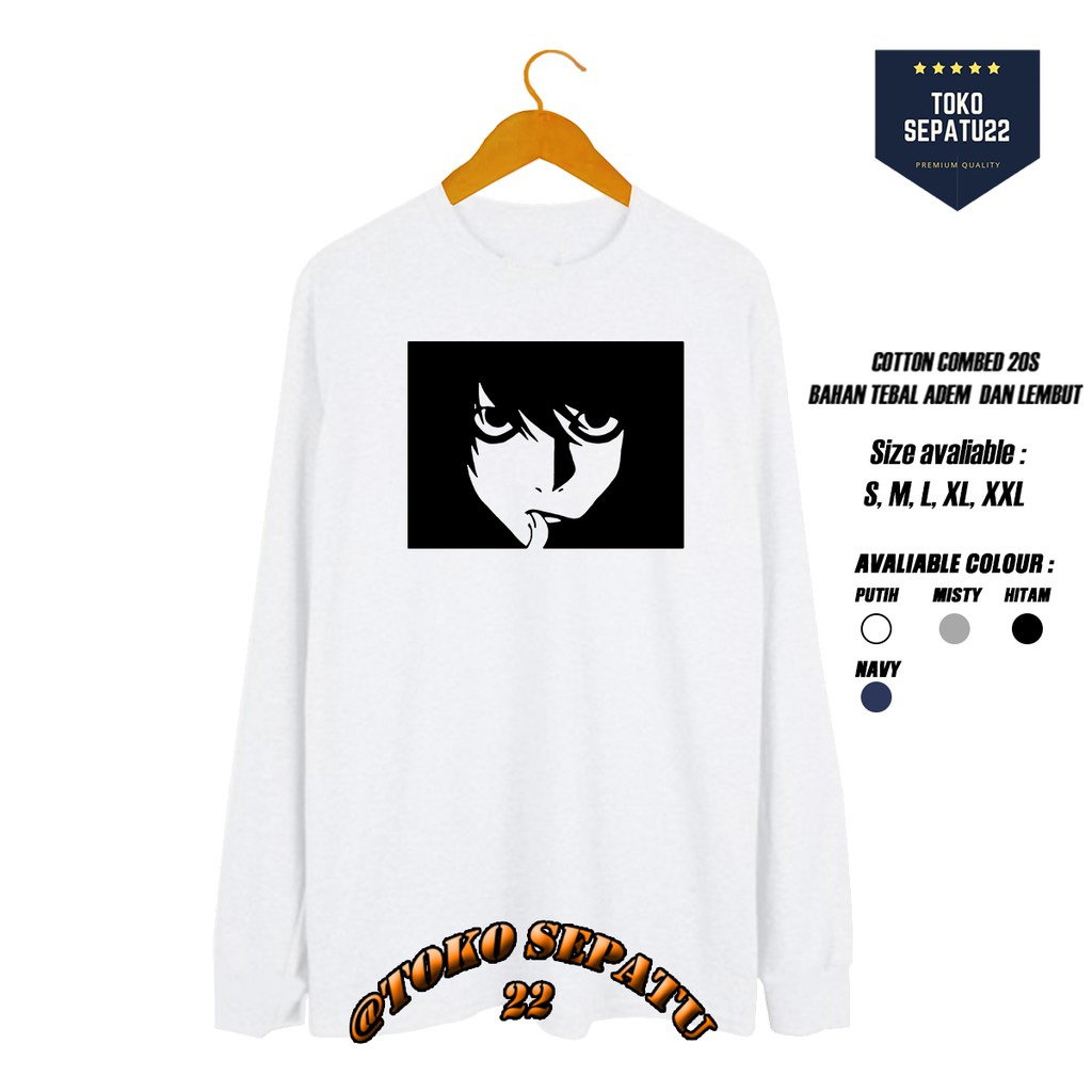 Kaos Anime Lengan Panjang Death Note El Kaos Longsleeve Pria Baju Wibu Gambar Anime T shirt Lengan P