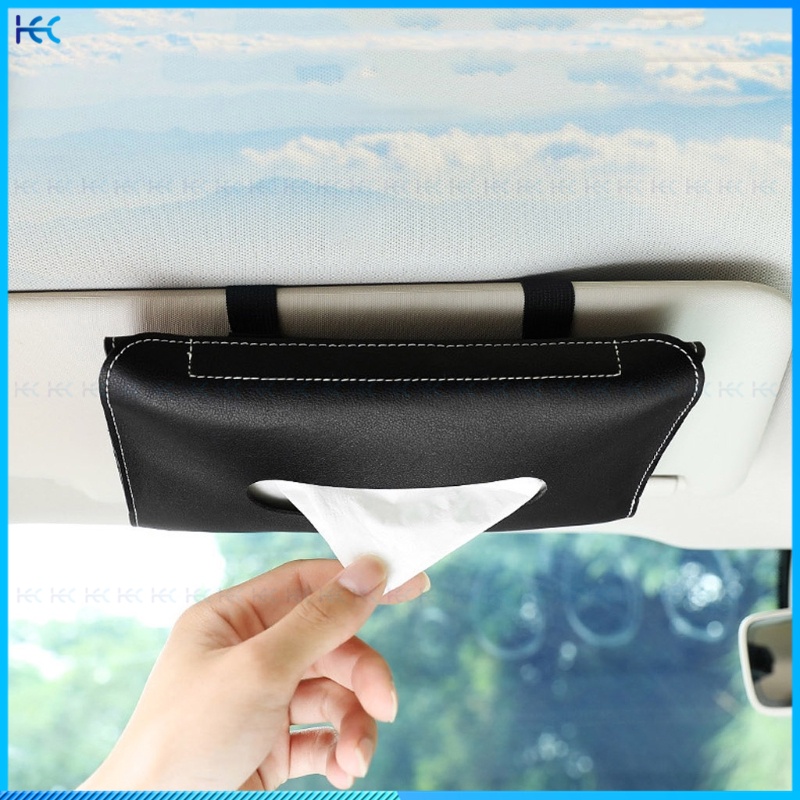 1pc Kotak Tisu Bahan Kulit Pu Untuk Sun Visor Mobil