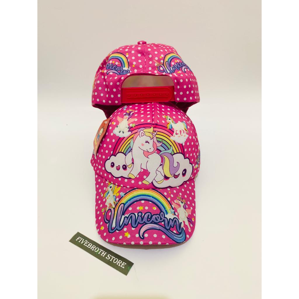 Topi kuda poni anak perempuan topi unicorn anak motif full print sublim