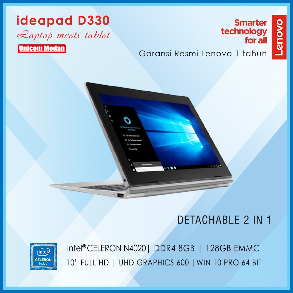 LENOVO IDEAPAD D330 TOUCHSCREEN 2 IN 1| INTEL N4020 | DDR4 8GB | 128GB | TABLET MODE