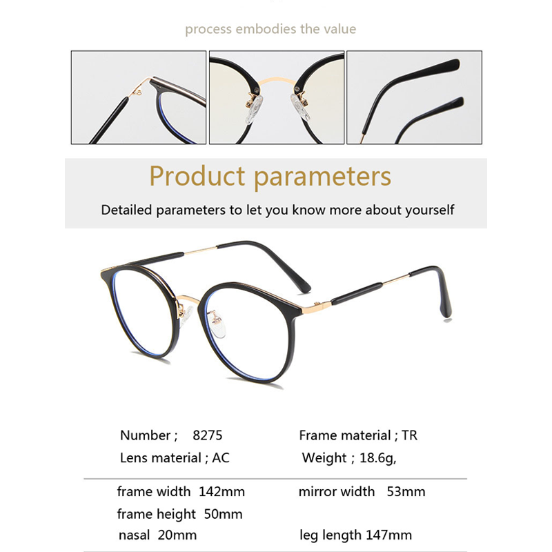 【Ready Stock】Korean TR90 Anti Radiation Eyeglasses Ins Women Men Round Frame