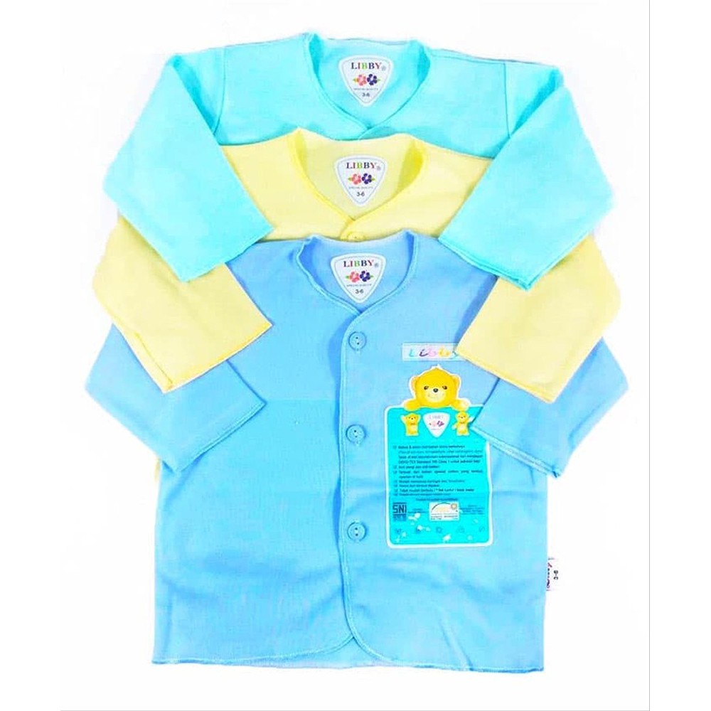 Libby Baby Baju Panjang Polos Warna 3pcs Piyama Bayi