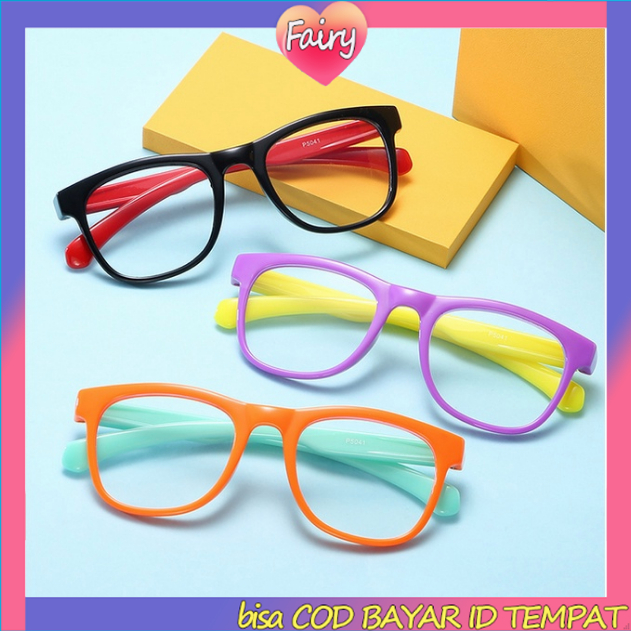 Kacamata Hitam Anak UV400 Kacamata Hitam Unisex Frame Anti Radiasi Anti Biru Fashion Komputer  Flexible Frame F