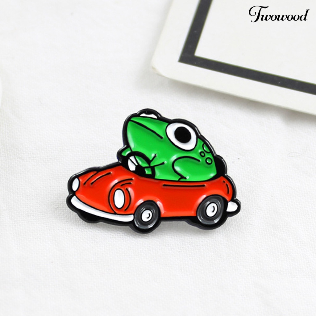 Twowood Brooch Frog Car Driving Cartoon Naughty Children Brooch for Clothes