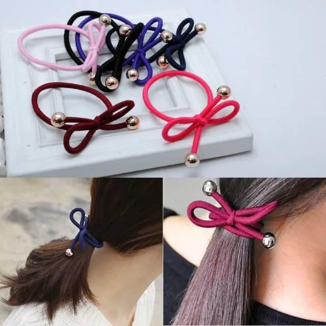 VS BG - IKAT RAMBUT MUTIARA KARET PITA WARNA WARNI AKSESORIS WANITA KOREA