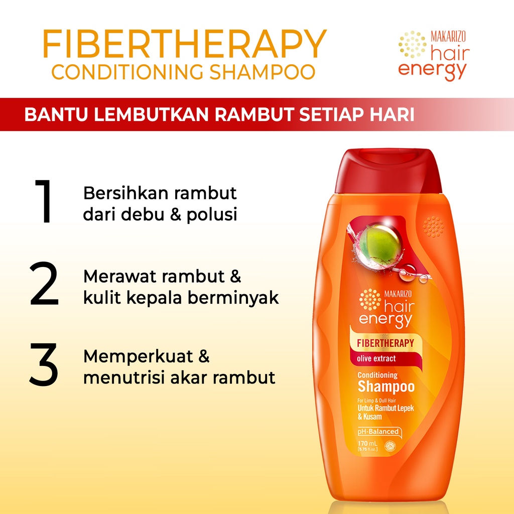 Makarizo Hair Energy Fibertherapy  Conditioning Shampoo Olive 170 mL / Shampo Kondisioner-3