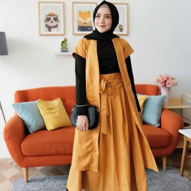 Arinda Set 3in1 Gamis Remaja Muslim Bahan Moscrepe / Gamis Wanita Muslim Terbaru / Setelan Gamis Wanita Muslim / Gamis Murah