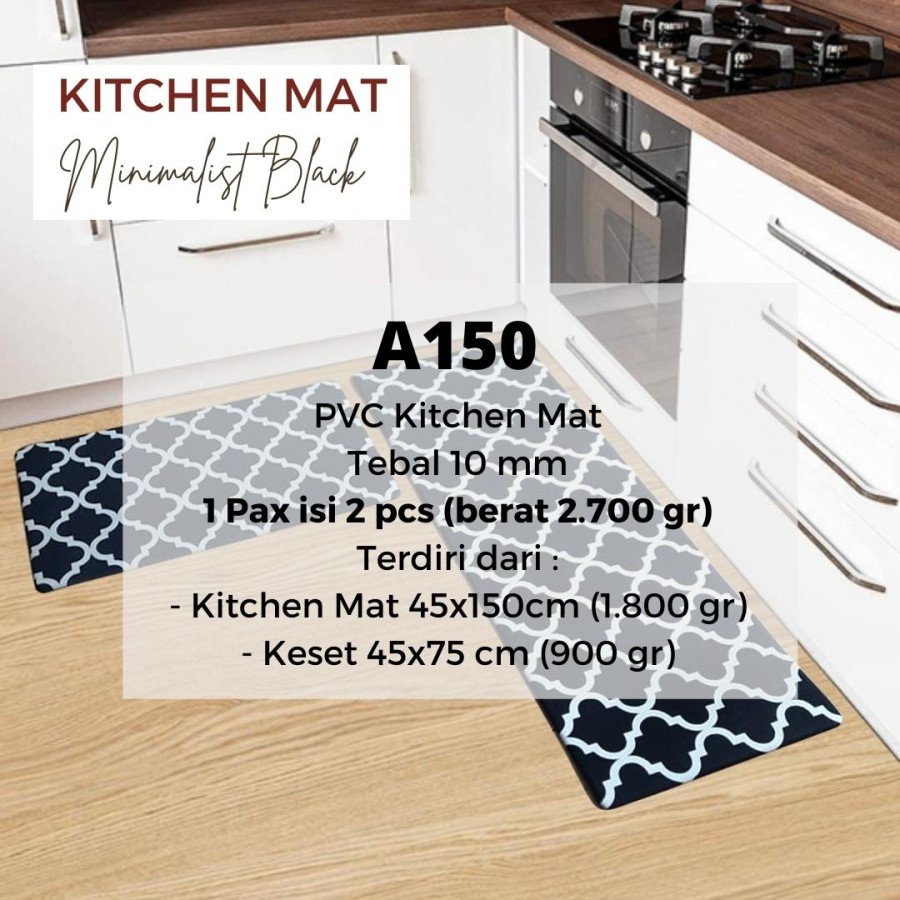 Exclusive Kitchen Mat 2 in 1 Keset Dapur Anti Slip Minimalist Black-8