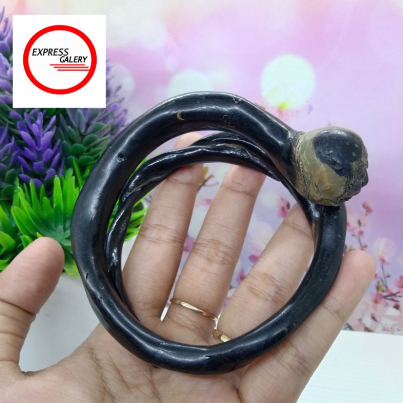 gelang akar bahar hitam bonggol ukir antik D528