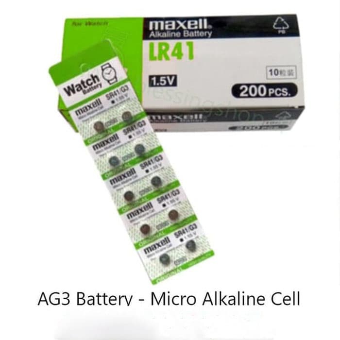 Hot Promo! BATERAI KANCING MICRO ALKALINE CELL MAXELL LR 41 - AG 3 BATERAI JAM Baru!