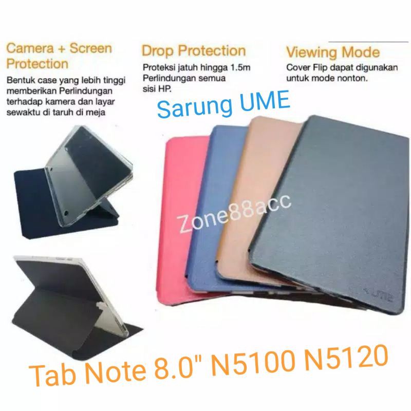 Case Samsung Tab N5100 Softcase Sarung UME Casing Smart Leather Flip Book Folio Cover