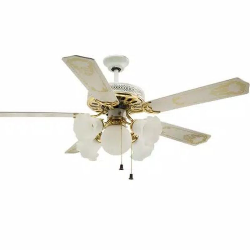 MASPION Kipas Angin Ceiling Fan/ Kipas Hias Plafon 4 Baling + 5 Lampu Putih MCF52205WH Putih