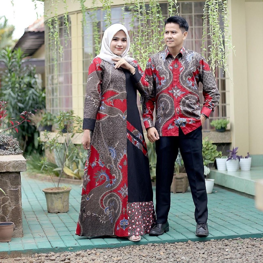 Couple Gamis Batik Nirwana Kombinasi Mosscrepe Jumbo XXL LD 120cm